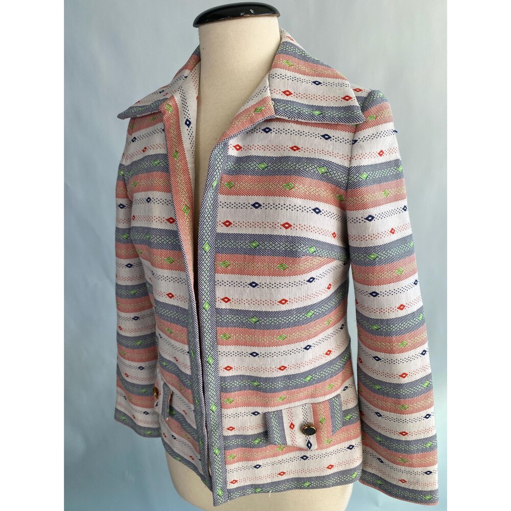 Vintage Henry Lee 1960’s 1970s Textured Polyester Brady Bunch women’s Blazer Med